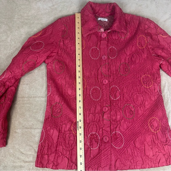 VTG DB Sport Crinkle Shacket Blazer Wms L Glitter Buttons‎ Satin Lined Geometric - Picture 3 of 10